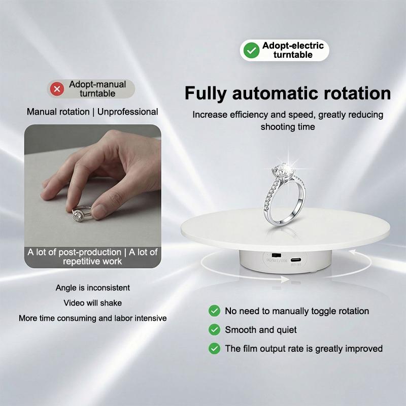 Electric 360° Rotating Display Turntable 15/20cm Stand for Jewelry Small Product Shooting Showcase