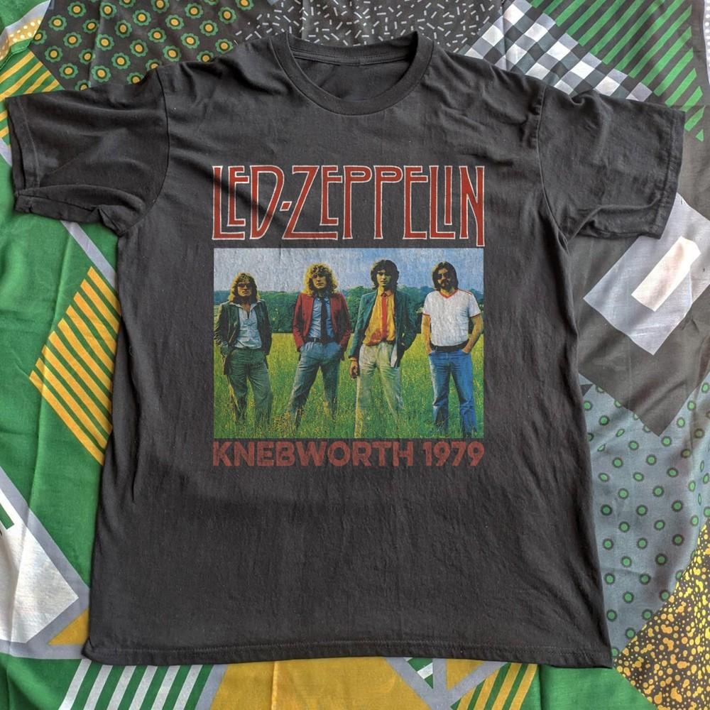 Футболка Led Zeppelin Knebworth 1979 Унисекс Черная Хлопковая Футболка Размер S-5XL