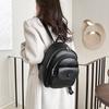 Solid Color Backpack Women's Schoolbag Soft Leather Small Backpack