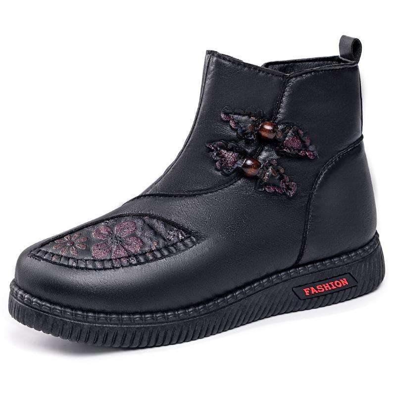 Хлопковая обувь женская новая зимняя бархатная утолщенная водонепроницаемая сноубутсы на одной педали нескользящая обувь для мамы теплые хлопковые сапоги