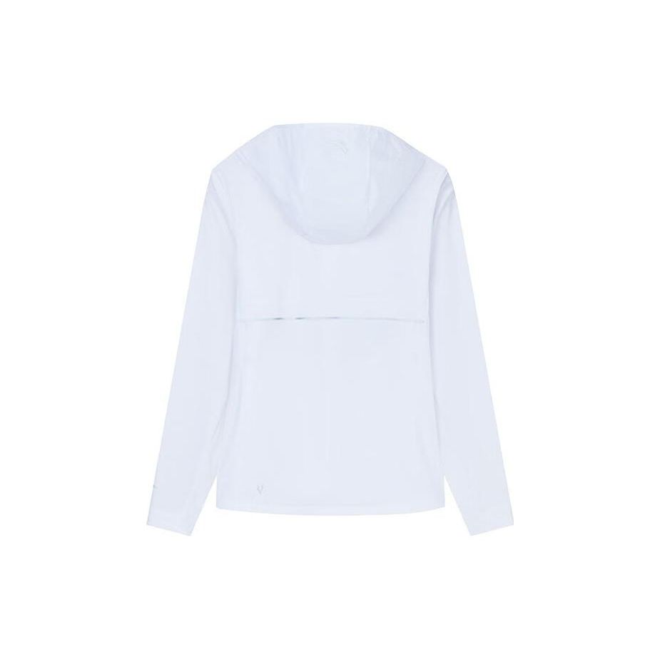 Anta Running Series Solid Color Logo Zip Long Sleeve Hooded Sun Protection Jacket Women Jackets Pure-White 162335606-1