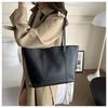 2024 Fashion: Retro Korean-Style Large Capacity Solid Color Tote Shoulder Bag for Women