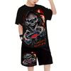 Летний Новый Комфорт Мальчики Повседневный Ужас Череп 3D Принт Комфортный Многофункциональный Комплект Футболки с Коротким Рукавом и Шорт