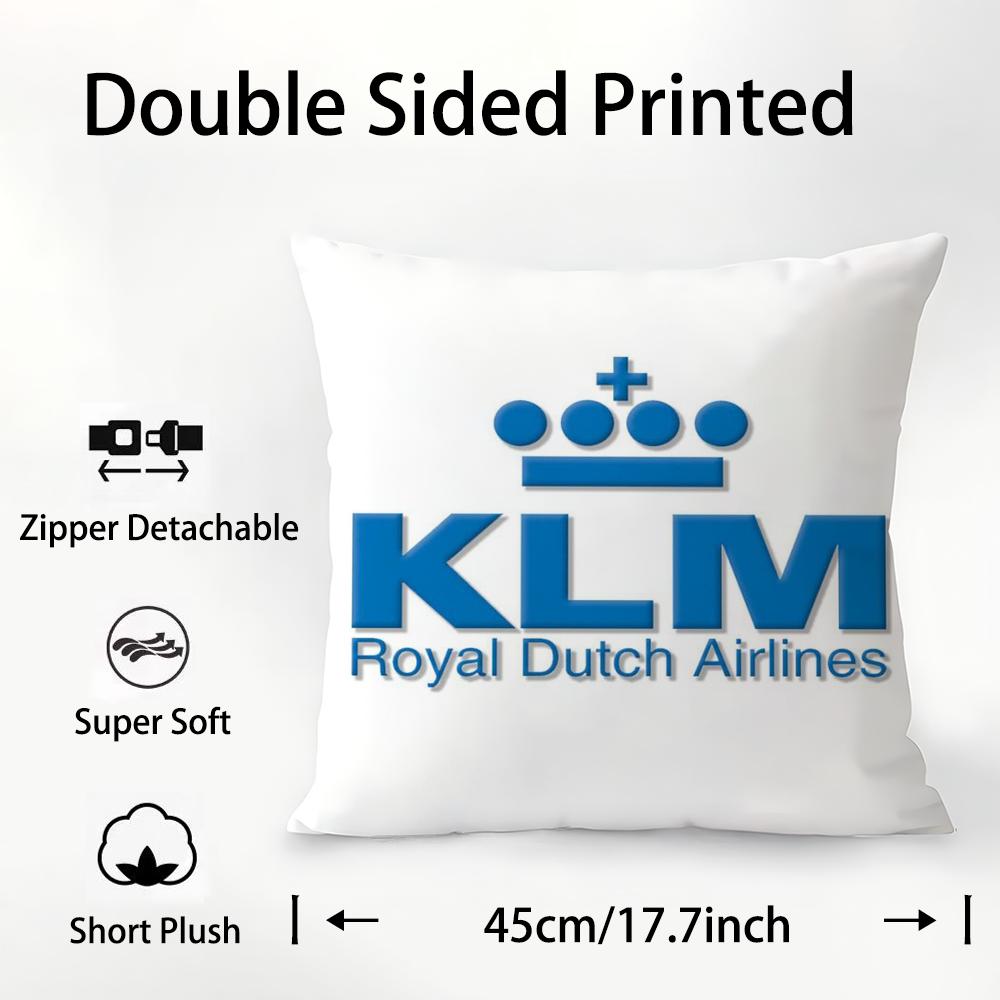 Нидерланды KLM Королевские голландские авиалинии Наволочка Плюшевая ткань Мягкая Двусторонняя печать Чехол для диванной подушки Наволочки для декоративных подушек