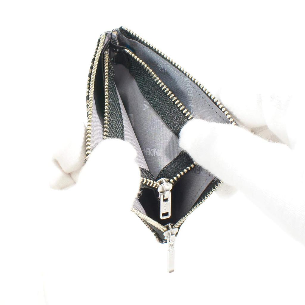 Indenya Inden Кошелек для монет F Кошелек для монет 08 Оленья кожа черный x белый лак мелкий клетчатый узор индивидуальный цвет 1008-11-167