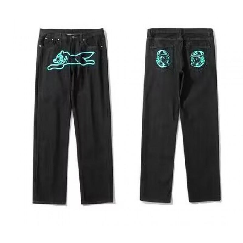 Mens Y2K Harajuku Hip Hop Dog Print Loose Fit Straight Jeans Fall Casual Wear