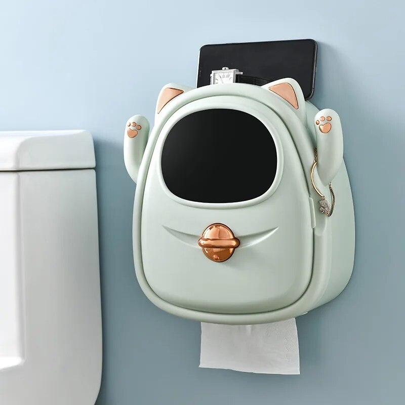 Cute Tissue Box Wholesale Wall Hanging Non Punching Roll Paper Suction Multifunctional Tissue Storage Box Tissue Holder