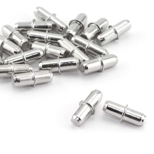 Set of 20 Shelf Support Dowels, 5mm, Insert Type, Shelf Support Pins, Shelf Supports for Bookshelves, Furniture Fixing, Shelf Support Parts, Metal Sh