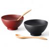 Set of 2 Bowls Urethane and Spoon Urethane Dishwasher and Microwave Made In Product J-kitchens (PET (Resin)/ABS Coating) (Wooden Coating), Safe,