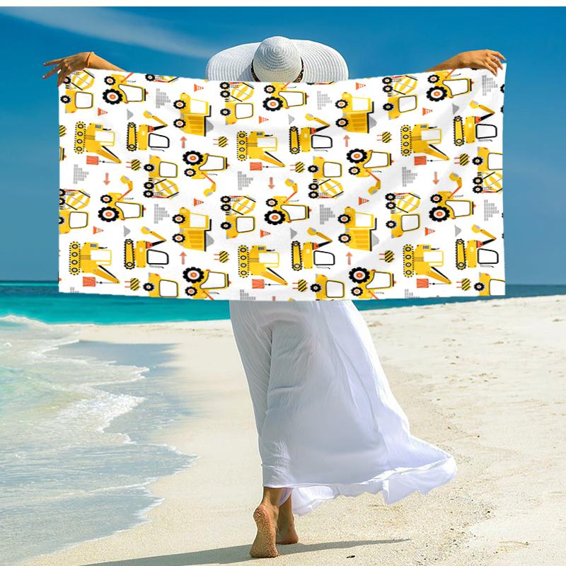 Ultra-Soft Beach Towel with excavator Theme,Ideal for Pool - Camping, Diving - Perfect Travel Essential, Vibrant Beach Towel.