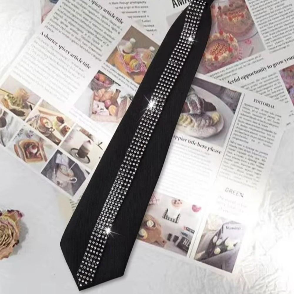 Glitter Business Adjustable Neck Tie Black Pre Tied Neck Tie Uniform Shirt