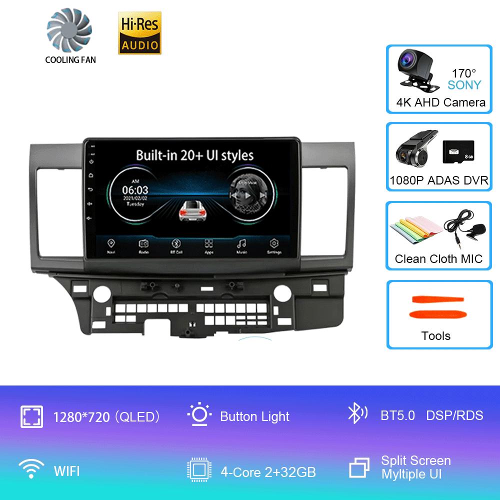 Для Mitsubishi Lancer 2007-2012 Android 14 4G Автомагнитола Автомагнитола Мультимедиа Видеоплеер Навигация GPS 2din 2 Din Carplay