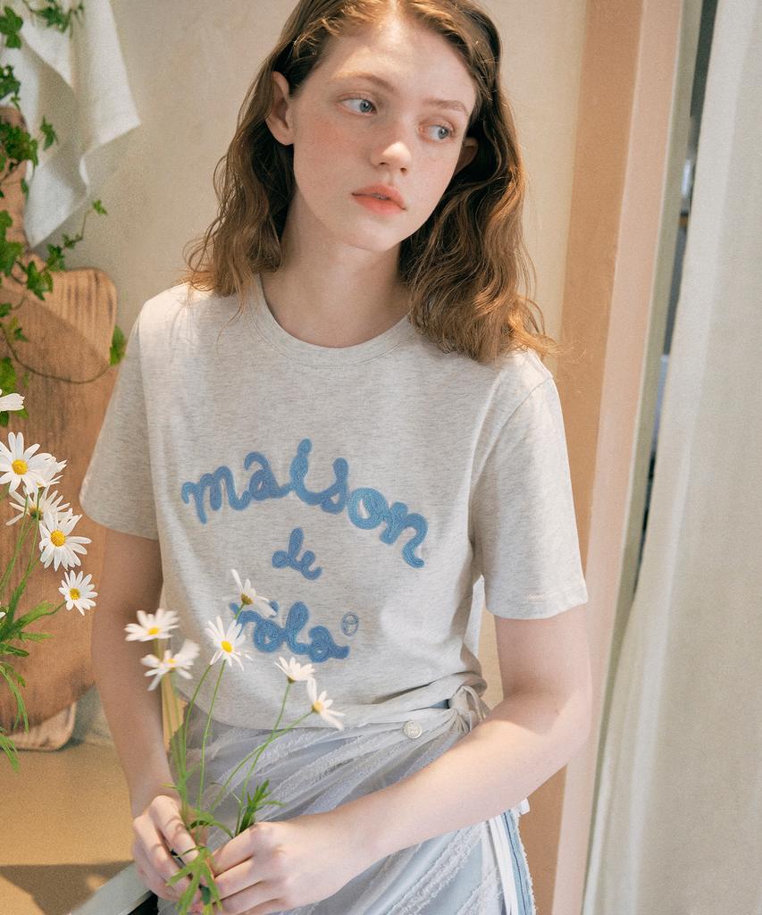 ROLAROLA Maison De Rola Embroidery T-Shirt Melange Gray