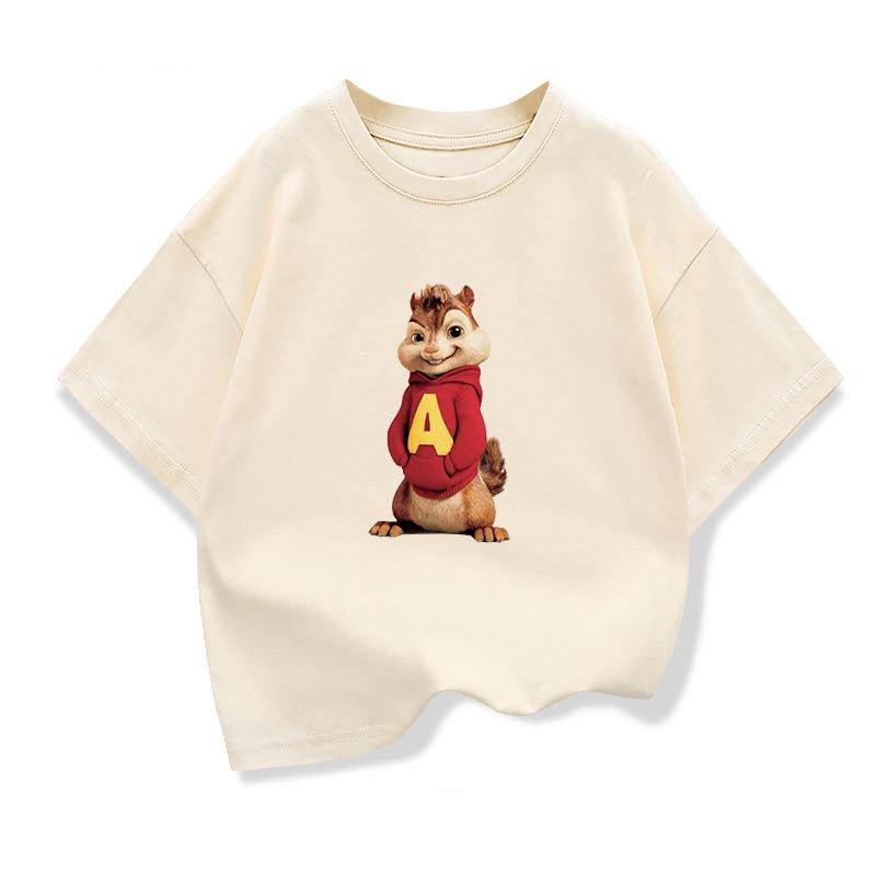 Potdemiel Cartoon Alvin and The Chipmunks T Shirt Kid Tee Girl Clothing Boy Top Teenage Cute Children's Clothes 2-12 Years