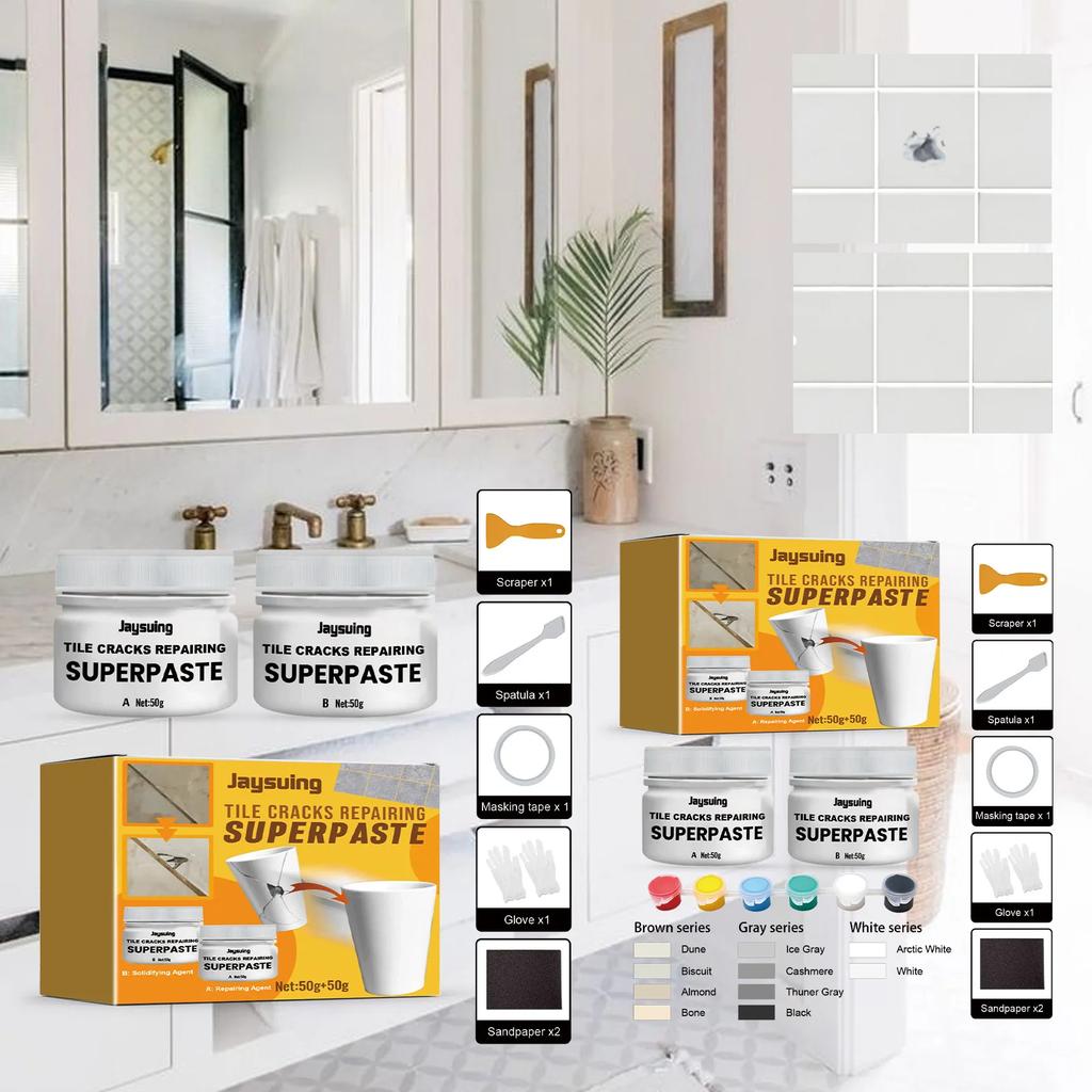 Tile Repair Paste Kit Ceramic Crack Repairing Agent Adhesive Bathroom Tub Shower Repair Set Porcelain Ceramic Fix Crack Paste