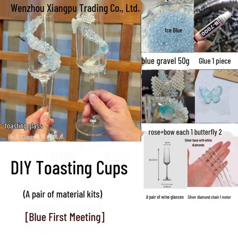 Фиолетовая кисточка Мозаика Бабочка Бокал для тостов с шампанским Набор для самостоятельной сборки для свадеб