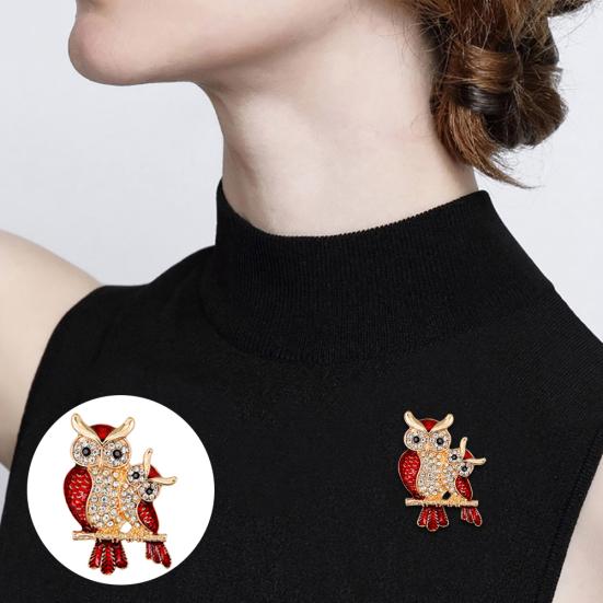 Эмалированные стразы в форме совы, встроенная брошь, значок, банкетные украшения