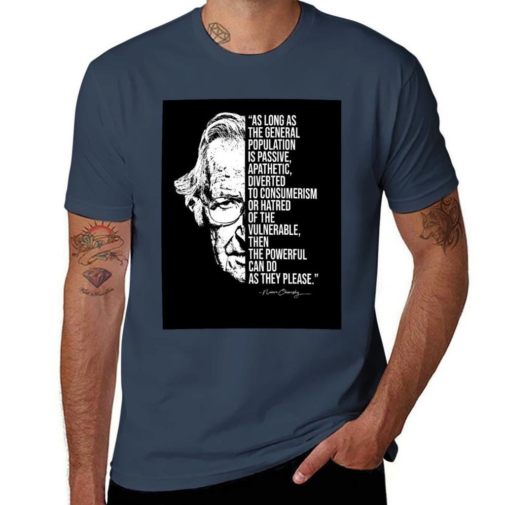 Noam Chomsky quote quotes TShirt Simple Casual Short Sleeve Cotton TShirt
