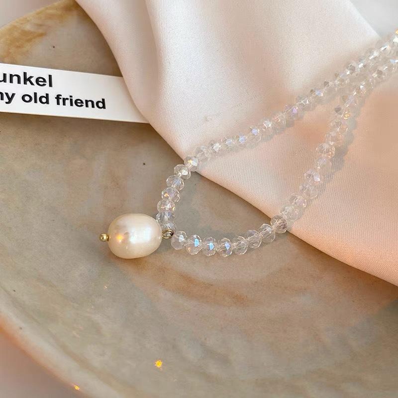Shining Fake Crystal Pearl Choker Necklace For Girls Elegant Drop Chian Pendant Necklace Fashion Jewelry Gifts
