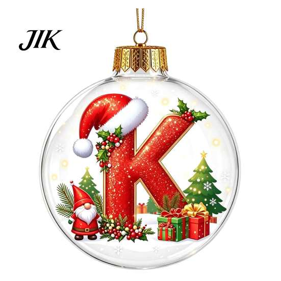 Creative DIY Christmas Ornaments 26?Letter Acrylic Ball Ornament, 3D Crystal Style Alphabet Winter Holiday Party Supplies Hanging Pendant, Xmas Tree