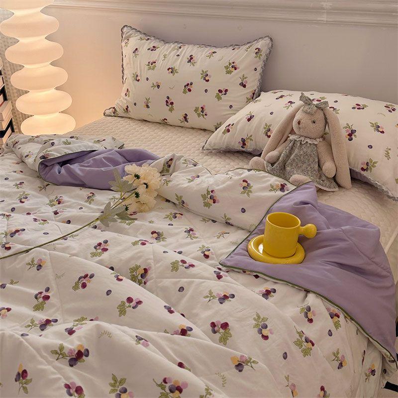 Квилт с цветочным принтом, мягкий, приятный к коже, дышащий, летнее одеяло с ультразвуковой вышивкой, летнее машинная стирка, покрывало