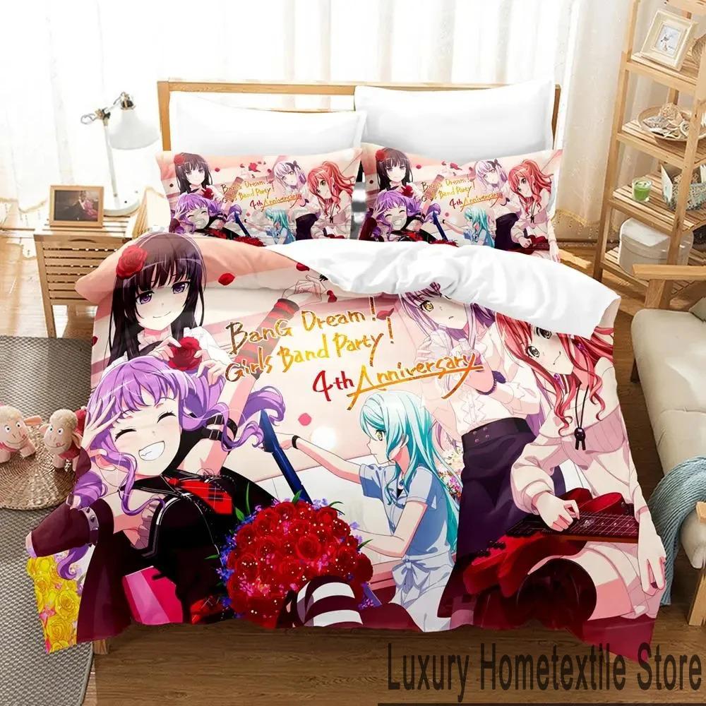 3D Печать BanG Dream Аниме Девушки Группа Вечеринка Комплект Постельного Белья Размер Twin Queen King Подушка Наволочка для Мальчиков Девочек Взрослых