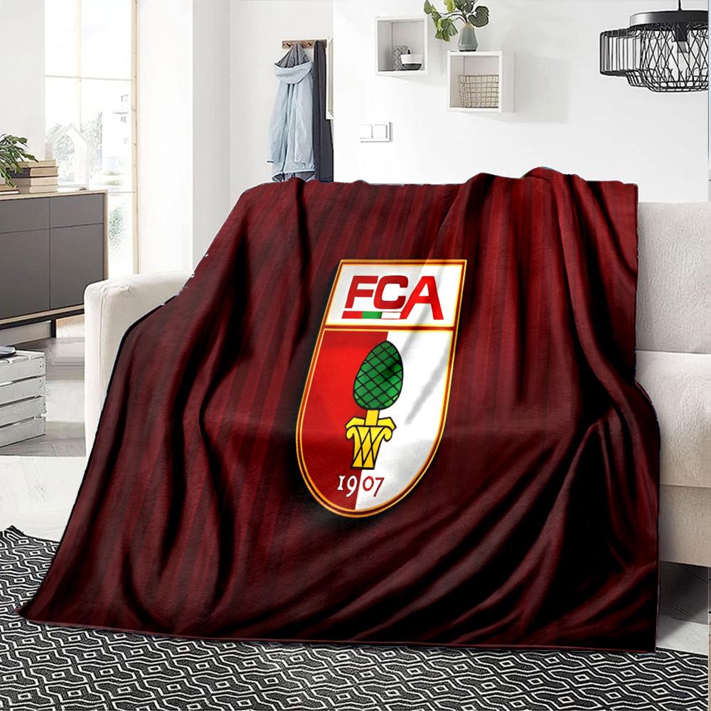 Augs-burg Football Crest Flannel Blanket, Soft Polyester, Modern Design, All-Season for Camping, Travel, Gifts for holidays or birthdays
