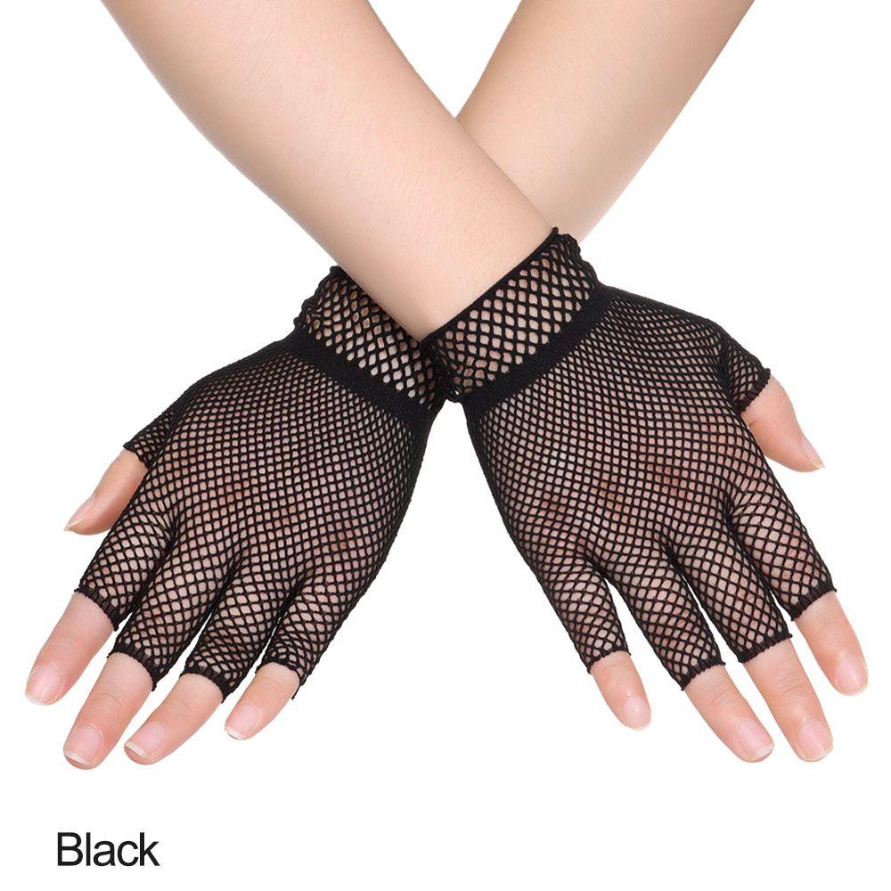 Women Men Fishing Net Stretch Half-finger Gloves Lace Mittens Short Gloves Mesh Fishnet Gloves