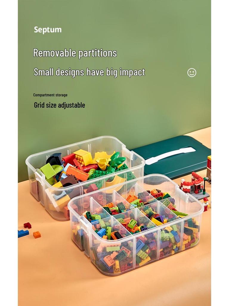 Large Transparent Toy Storage Box with Lid for Children's Building Blocks and Lego Organizer