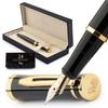 Wordsworth & Black Fountain Pen Set, 18K Extra Fine Nib, 24-Pack Ink Cartridges, Ink Refill Converter & Gift Box, Gold Finish, Calligraphy, [Black