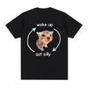 Wake Up Act Silly Meme Graphic T Shirt Funny Cute Cat Print Short Sleeve T-shirt Men Women Casual 100% Cotton Oversized T Shirts