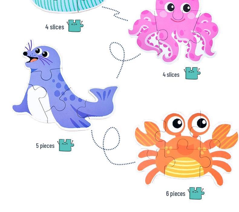Подарочная коробка с пазлом для малышей и детей ясельного возраста с животными: Развивающая когнитивная игрушка для раннего обучения
