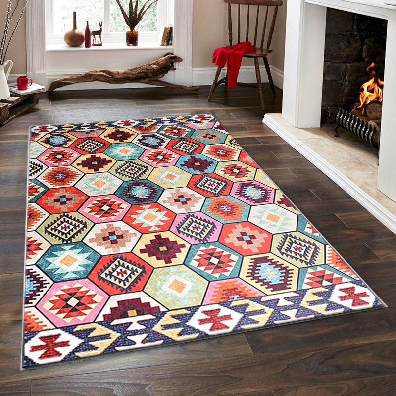 Persian Ethnic Bohemia Carpets for Living Room Bedroom Geometric Mats 120x160 Washable Non-Slip Rugs Home Decor Chair Cushions