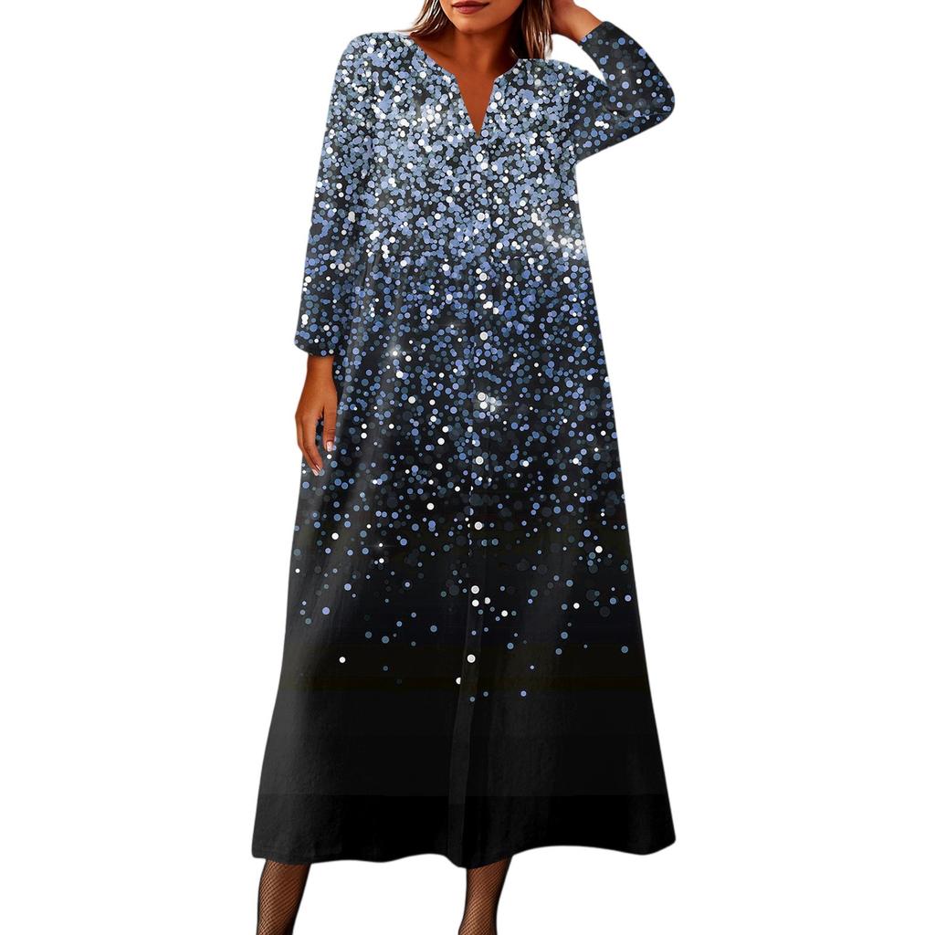 Женское модное платье-рубашка свободного кроя с принтом, круглым вырезом и рукавами семь четвертей на пуговицах