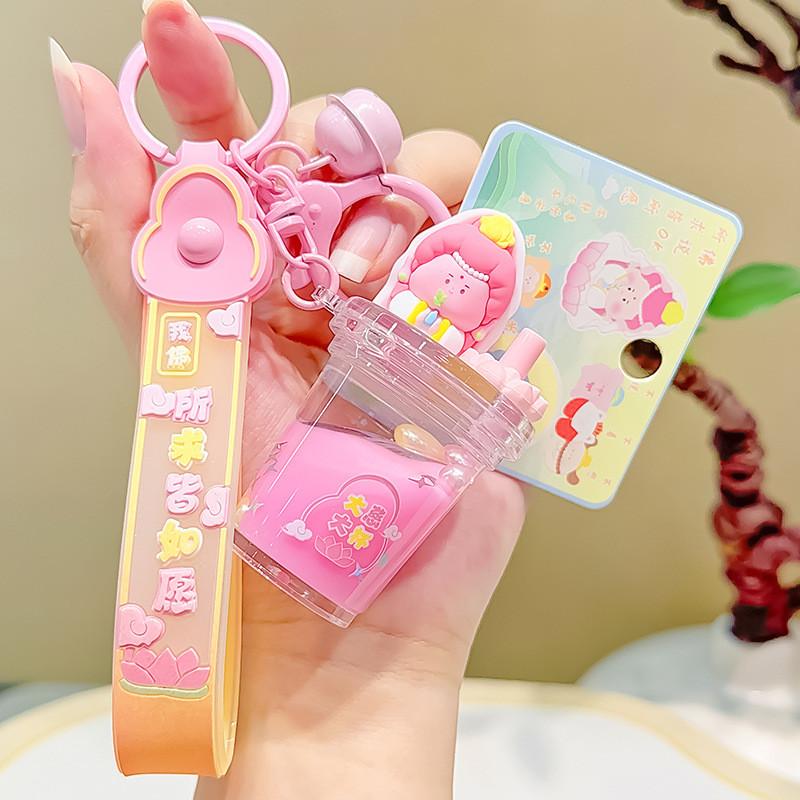 Soft Plush Buddhist Themed Keychain Charming Cartoon Keyring For Couples