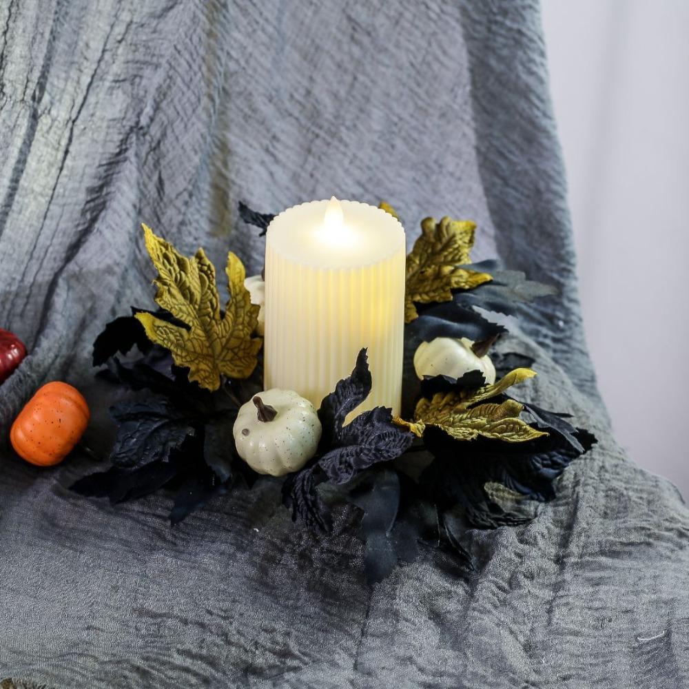 Gothic Dark Style Halloween Candle Wreath Artificial Candle Garland Wreath Ornament Festival