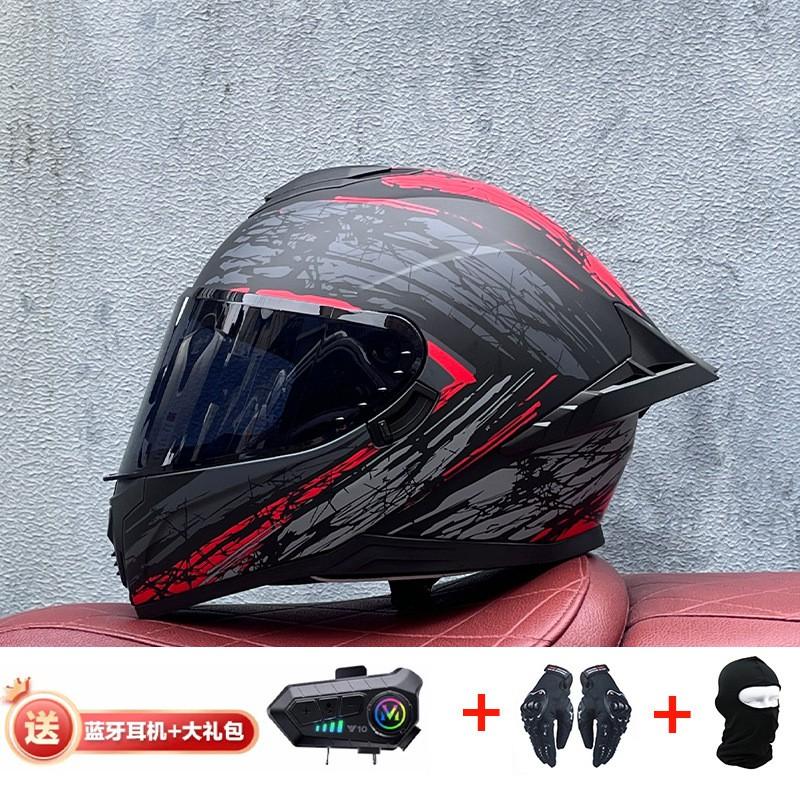 Full Face Motorcycle Helmet With External Bluetooth Module Men Women Large Rear Wing Sport Style DOT Approved