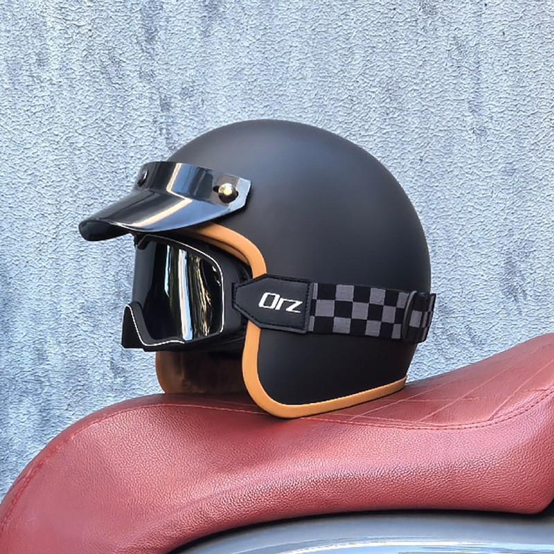 Vintage-Style 3/4 Open Face Motorcycle Helmet Men Women ABS Safety With Removable Visor All-Season Use