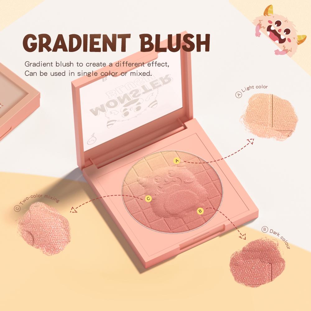 Румяна с тиснением и градиентом, палетка мягких и гладких оттенков, кремовые румяна, высокий пигмент, розовые блестящие тени для лица, пудра для макияжа