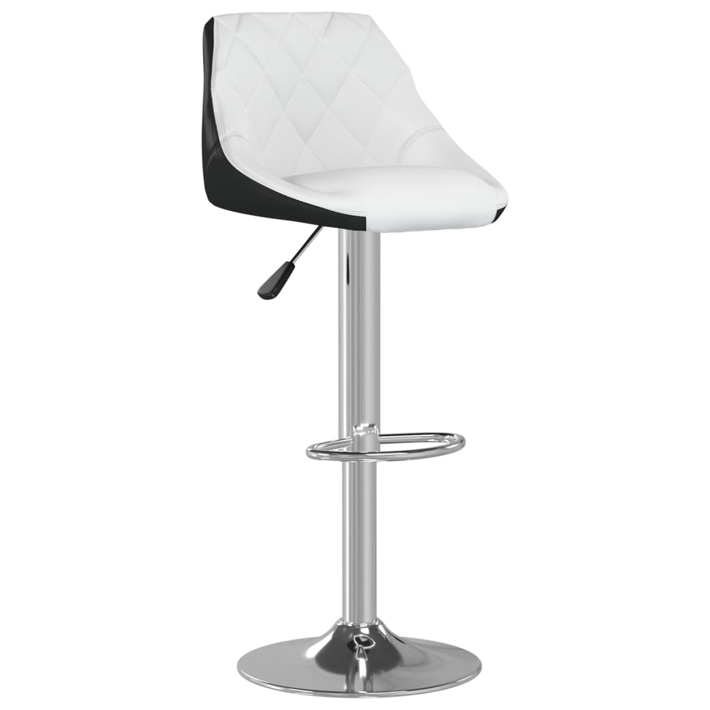 Bar Stool Set 2 pcs White and Black Faux Leather