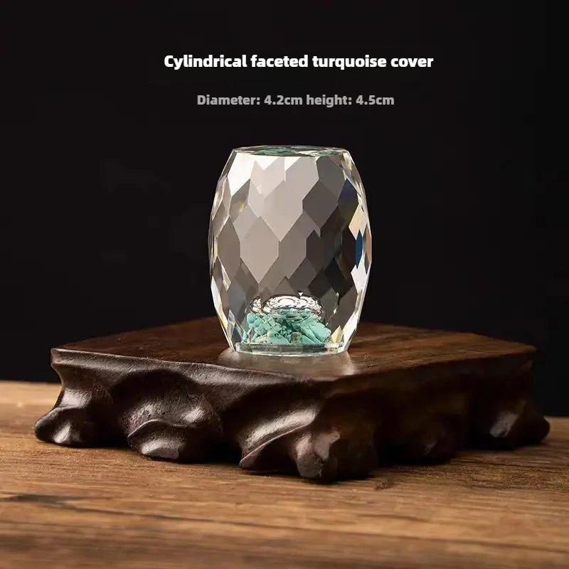 Набор из хрустального стекла K9 с зеленой сосной, высококачественная инкрустация водой, креативная крышка для чайника, держатель, аксессуары для чайной церемонии