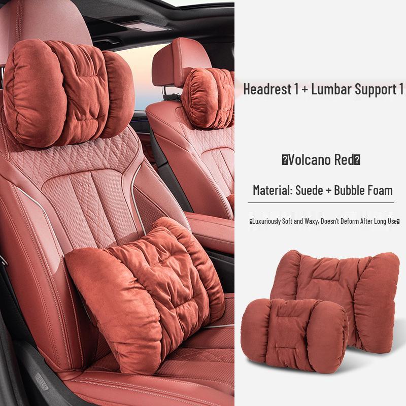 Роскошный зимний замшевый подголовник для автомобиля: Плюшевая подушка для поддержки поясницы и шеи
