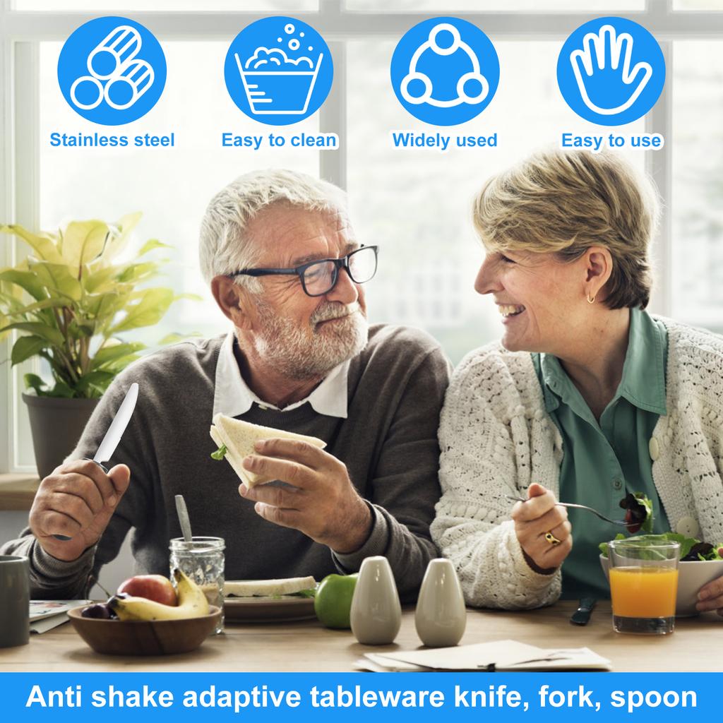 Набор кухонной утвари из нержавеющей стали, гнущиеся наборы столовых приборов, легко захватываемые, вспомогательные для еды, столовые приборы, моющиеся в посудомоечной машине, для взрослых с дрожащими руками