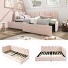 Upholstery Bed Single Bed with 2 Drawers Storage Space Bed with Slatted Frame, Youth Bed Adult Cot, Pink (without Mattress)
