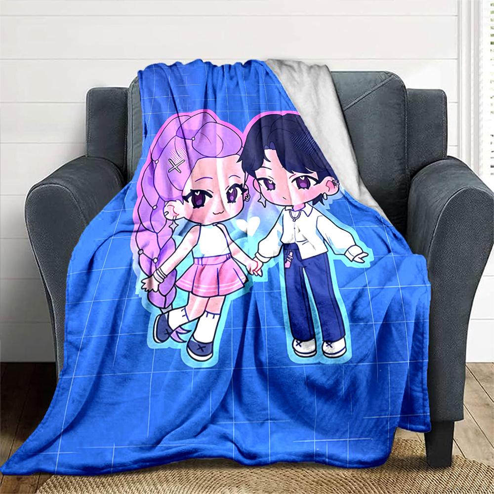 K‑pop Huntrix Blanket Soft & Cozy Great for Picnics Sofa Office Chair All-Season Use Playful Design Perfect Gift for Relatives and Friends