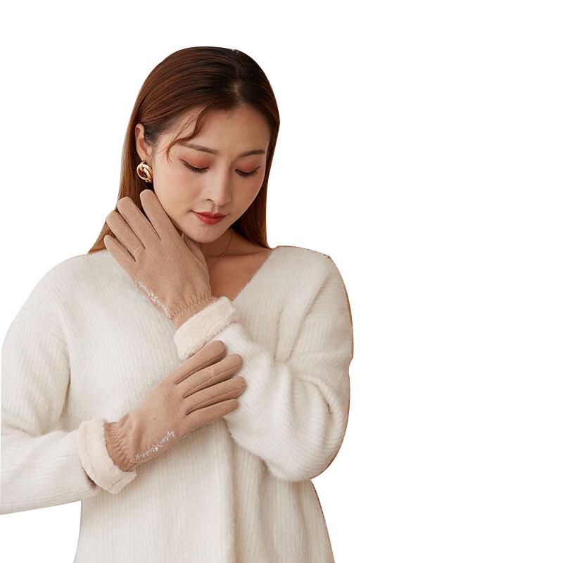 Трехполюсные женские теплые перчатки с меховыми манжетами и сенсорным экраном TP3392