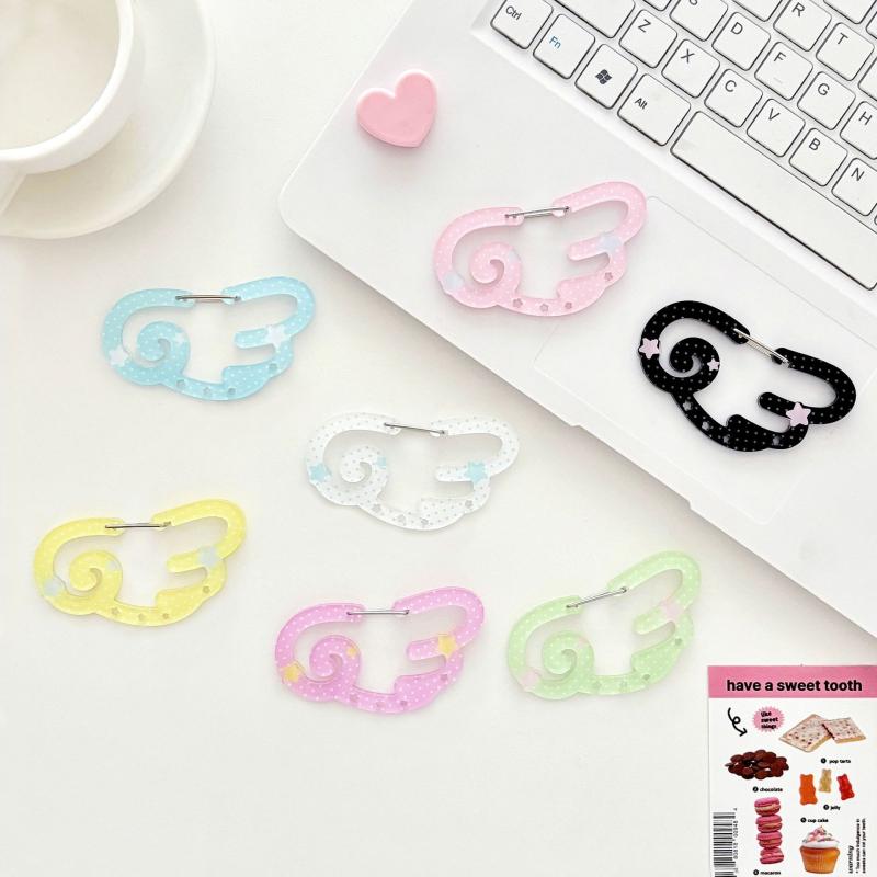 Карабин в форме крыльев в горошек, альпинистская пряжка, акриловая пряжка конфетного цвета, брелок для ключей, многоцелевое кольцо-крючок для рюкзака