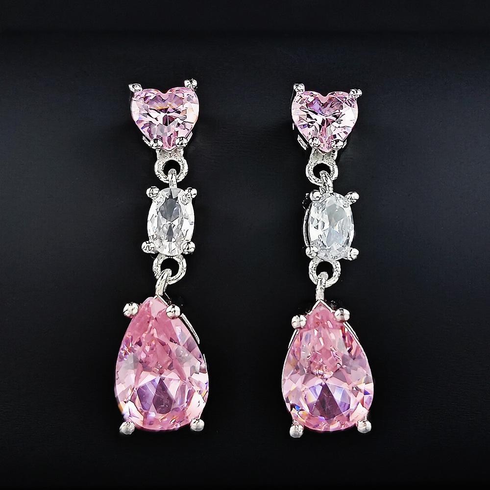 Exquisite Pink Zircon Waterdrop Earrings for Women - Early Spring Collection