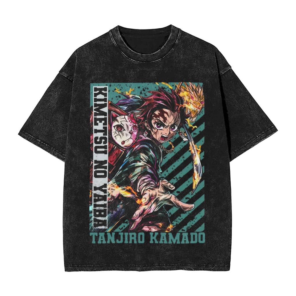 Demon Slayer Tokito Muichiro Mist Breathing Printed Tshirt Mens and Womens Washed Tshirt High Quality Vintage Cotton Tshirt