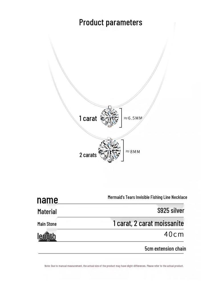 Подвеска-ожерелье из стерлингового серебра 925 пробы «Слезы русалки» с муассанитом - Элегантный подарок для женщин.